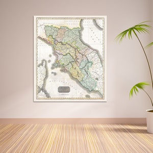 Druck einer antiken Landkarte der Toskana auf Matte Papier, Fotopapier oder gespannter Leinwand. Kostenloser Versand