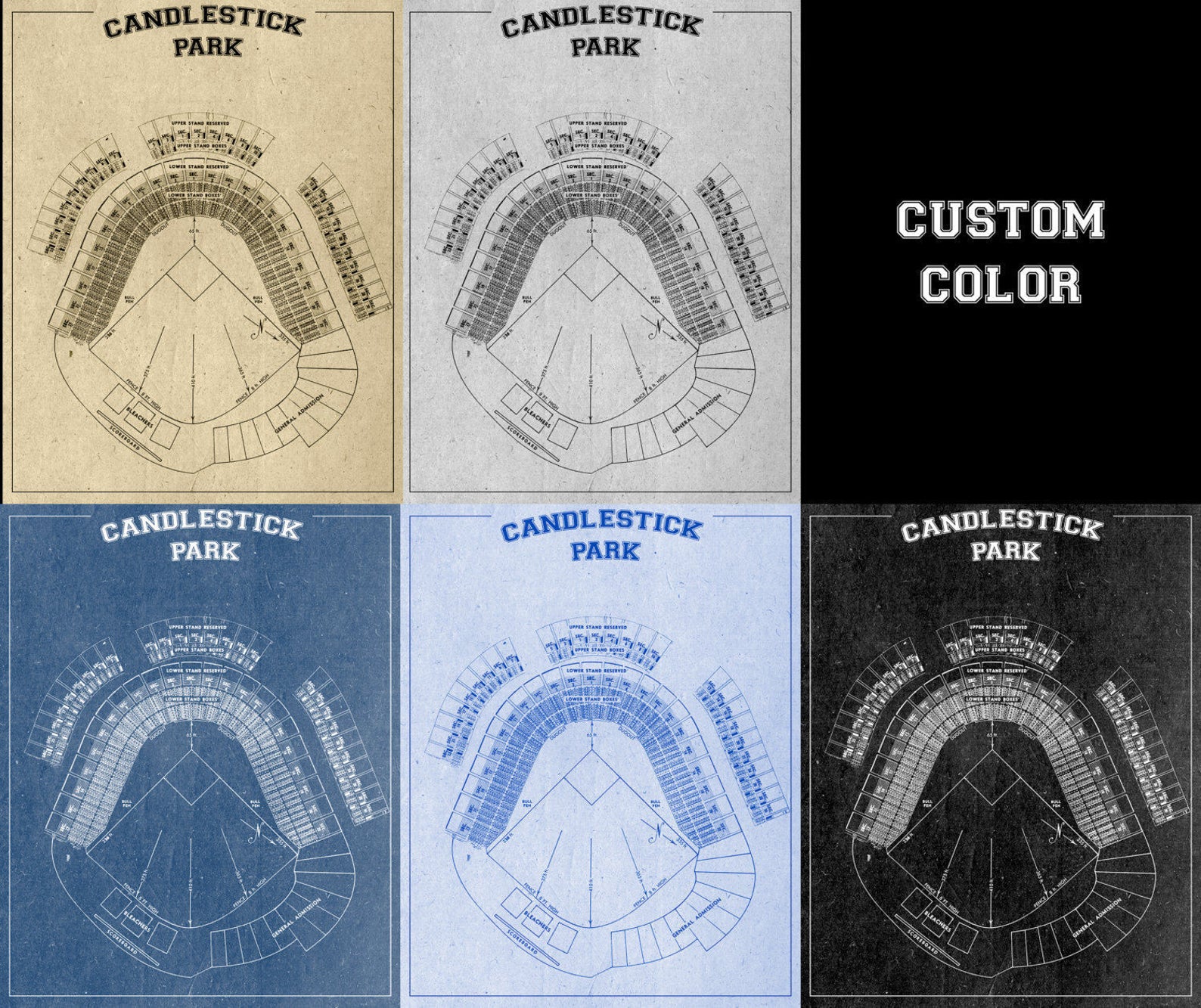 Print of Vintage Candlestick Park Seating Chart on Photo Etsy