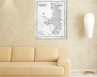 Flathead Lake Montana Map Print: Detailed Canvas or Paper
