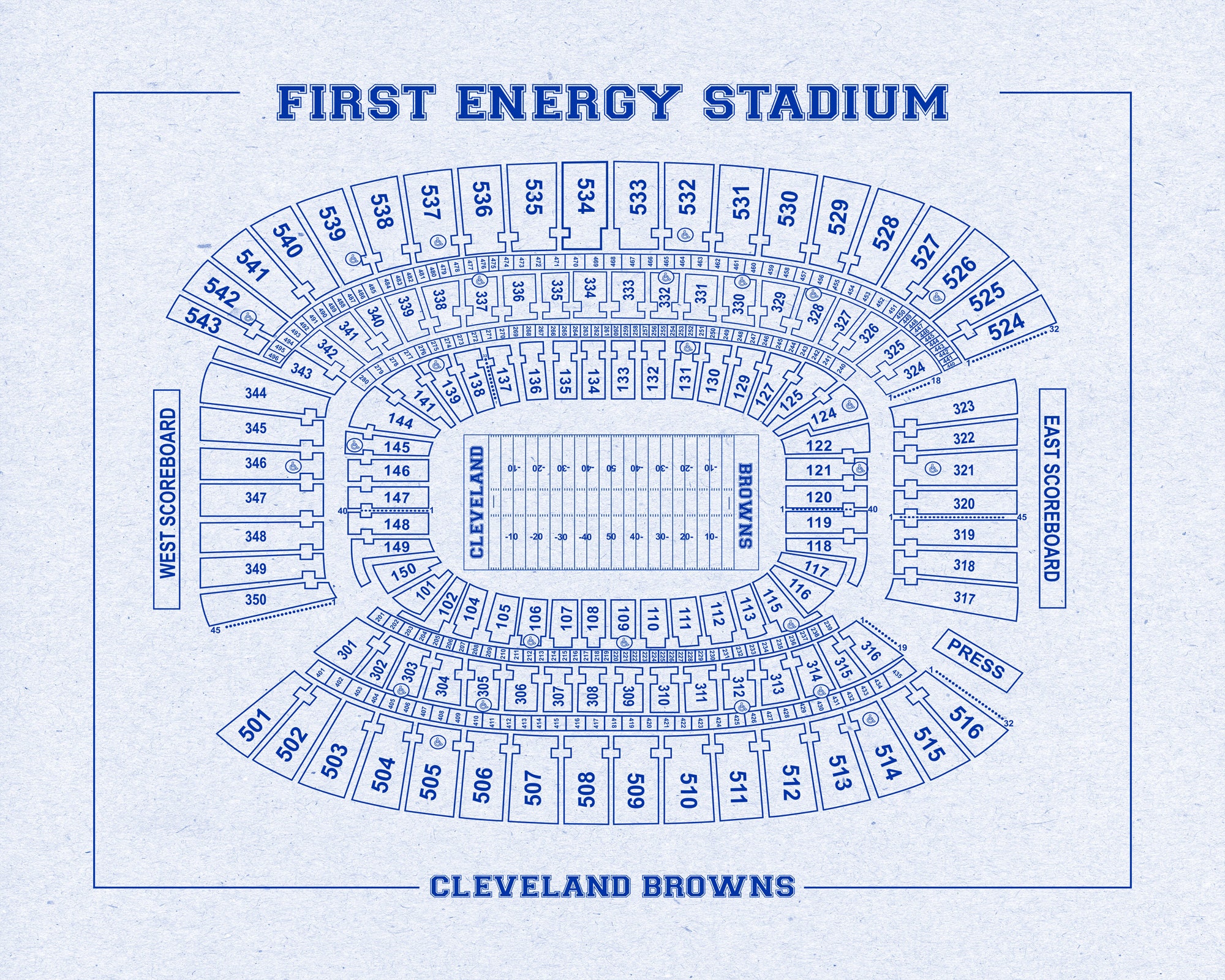 Print Of Vintage Firstenergy Stadium Seating Chart Seating Chart On 