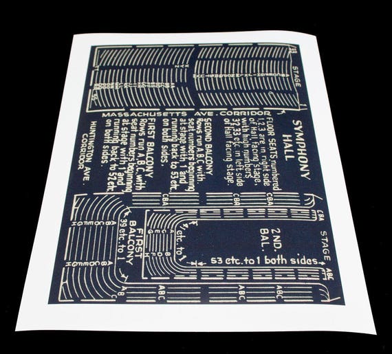 Print of Vintage Symphony Hall Seating Chart on Premium
