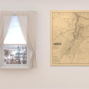 Print of Vintage Akron Ohio Map on Photo Paper Matte Paper and Canvas. Free Shipping!