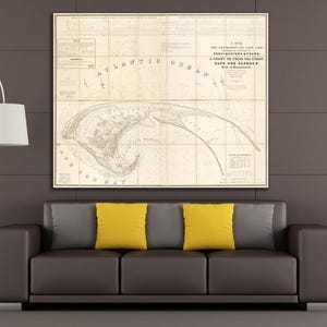 Antike Karte von Cape Cod Bay auf Matte Papier, Fotopapier oder gespannter Leinwand. Kostenloser Versand!