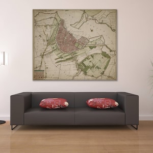 Impression d'une ancienne carte d'Amsterdam sur papier photo, papier mat ou toile tendue