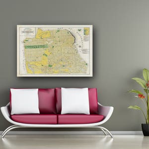 Impresión de un mapa antiguo de San Francisco en papel fotográfico mate o lienzo estirado