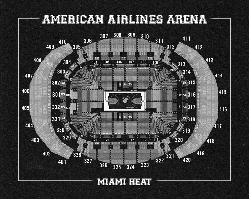 Vintage Print of American Airlines Arena Seating Chart on Etsy