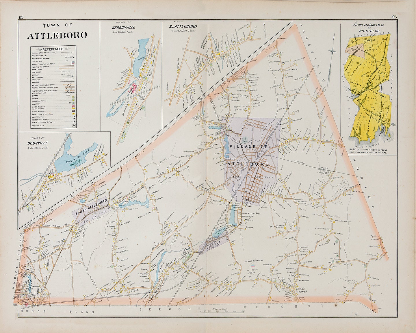Print of Antique Town Map of Attleboro Massachusetts on Photo - Etsy Canada