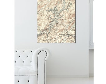 Lake Hopatcong NJ Map Print: Vintage Style Canvas or Paper
