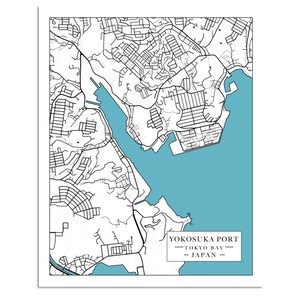 Print of Map of Japan, Yokosuka Port in Tokyo Bay. Printed on Canvas, Matter Paper, or Photo ...