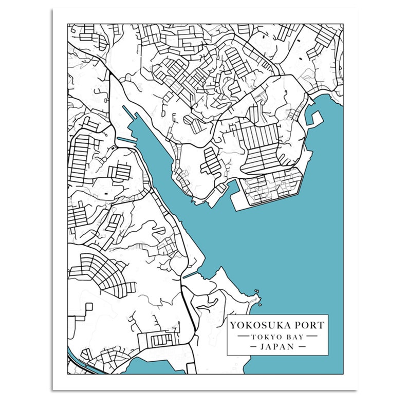 Print of Map of Japan Yokosuka Port in Tokyo Bay. Printed on | Etsy