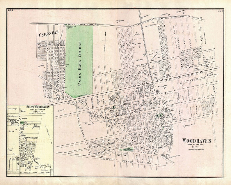 Detailed Vintage Print of Woodhaven New York Map Chart Print Etsy