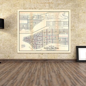 Impression d'une carte ancienne de New York sur papier mat, papier photo ou toile tendue. Livraison gratuite !