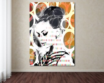 Pop Art Woman Print: Colorful Collage, Modern Portrait