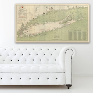 Impresión de mapa antiguo de Long Island, Nueva York en papel fotográfico mate o lienzo estirado