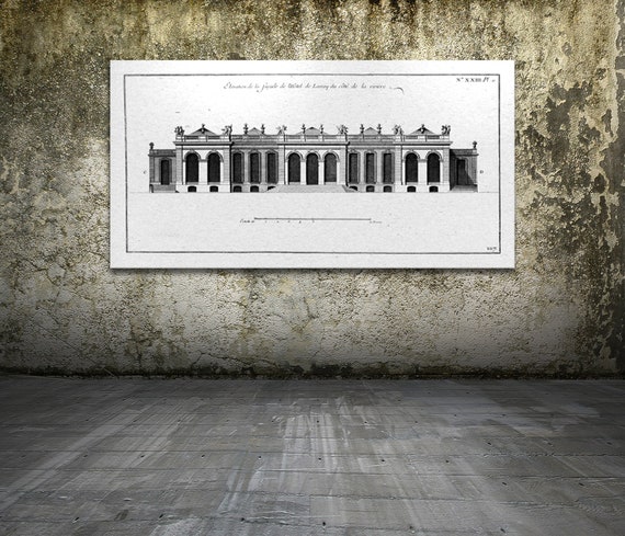 Antique Print of Hotel De Lassay of Paris, France on your choice of color and Photo Paper, Matte Paper or Canvas Giclee.