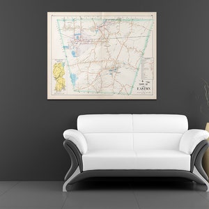 Print von Antike Stadt Karte von Easton Massachusetts auf Fotopapier, Matte Papier und gespannte Leinwand