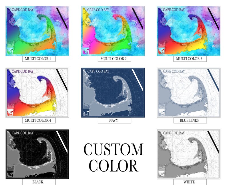 Artistic Print of Cape Cod Bay Chart on Your Choice of Photo | Etsy
