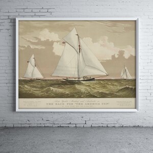 Vintage Print of American Yacht Mischief on Photo Paper, Matte Paper or Stretched Canvas