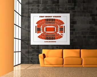 Print of Vintage Firstenergy Stadium Seating Chart Seating Chart on Photo Paper, Matte paper or Canvas