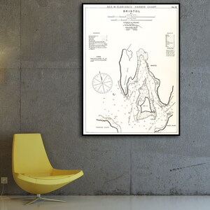 Stampa antica di una mappa di Bristol, Rhode Island su carta fotografica, carta opaca o tela giclée a scelta