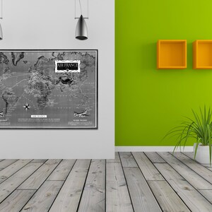 Französisch Vintage antike Air France Weltkarte Airline Flugzeug auf Fotopapier Matt Papier Leinwand Kunst Home Decor Giclée-Druck
