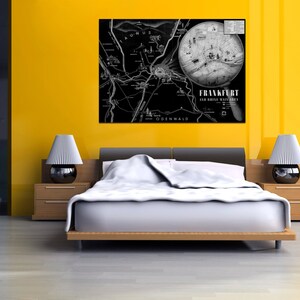 Vintage antike Autobahn System Karte von Frankfurt und Rhein auf Fotopapier Matt Papier Leinwand Kunst Home Decor Giclée-Druck