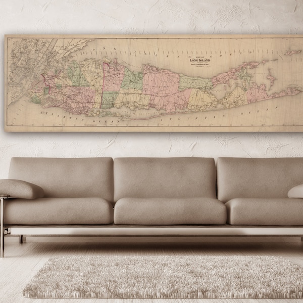 Impresión de mapa vintage de Long Island: arte de cartas náuticas antiguas