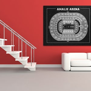 Vintage Tampa Bay Lightning Amalie Arena Center on Photo Paper, Matte paper or Canvas Sports Stadium Tickets Art Home Decor Line Drawing