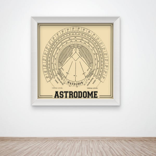 Print of Vintage Astrodome Seating Chart Seating Chart on Photo Paper, Matte paper or Canvas