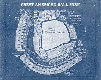 Print of Vintage Great American Ball Park Cincinnati Reds Baseball