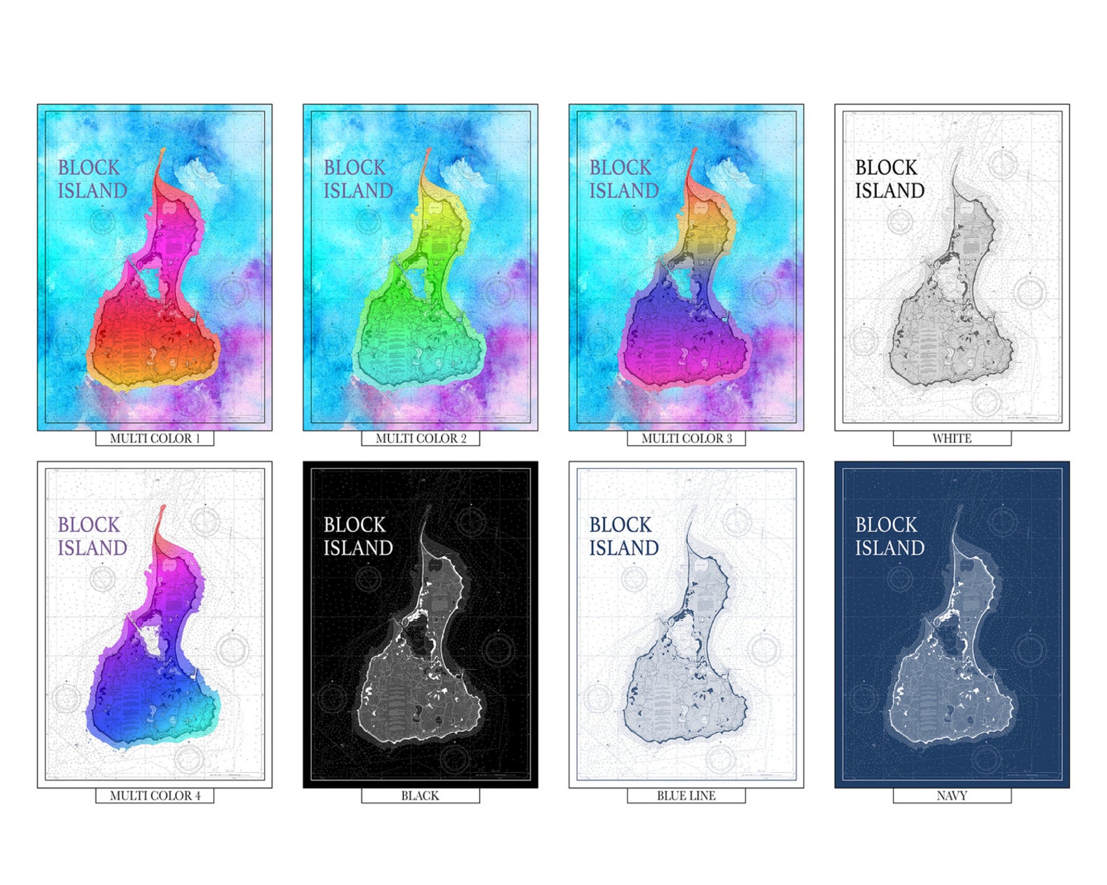 Artistic Print of Block Island Chart on Your Choice of Photo Etsy