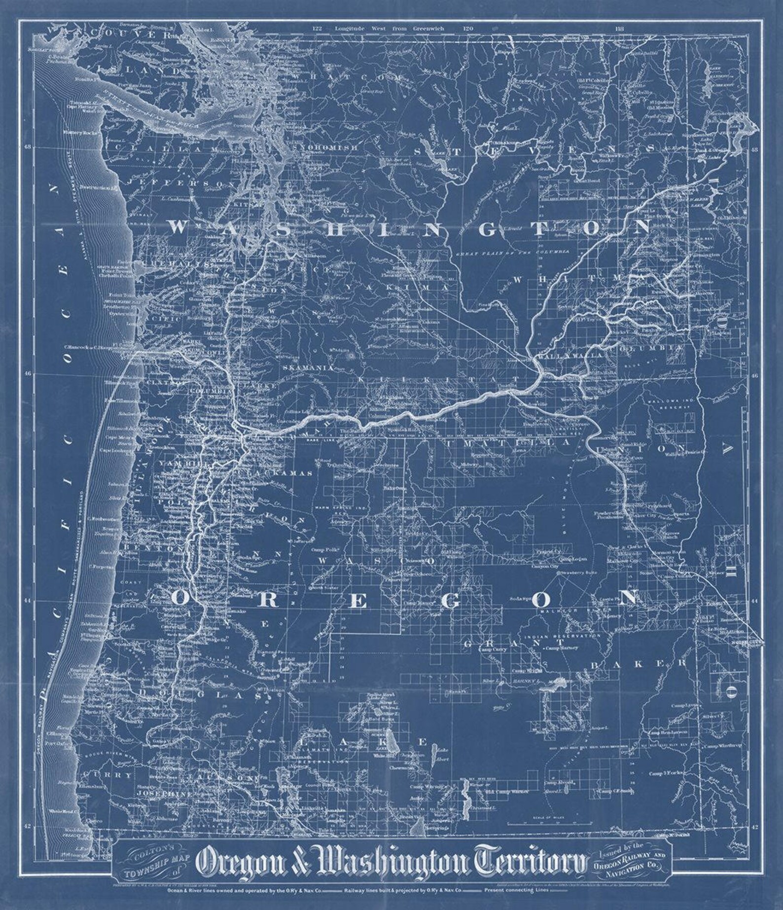 Print of Antique Map of Washington and Oregon on Photo Paper - Etsy