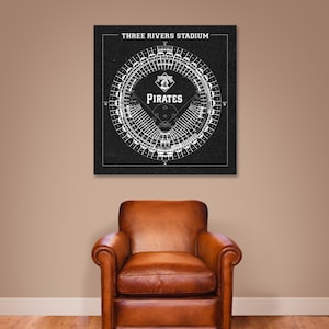 Three Rivers Stadium Pittsburgh Pirates Vintage Art Print Paper or Canvas, Gift, Man Cave, Game room, MLB Baseball, antique