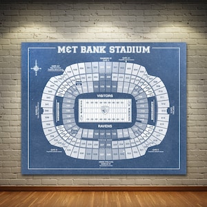 Impresión del plano de asientos del estadio M&T Bank vintage en papel fotográfico, papel mate o lienzo