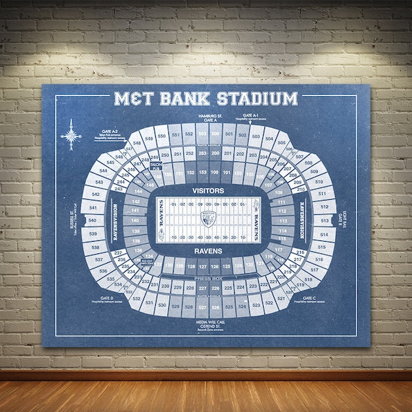 Vintage M&T Bank Stadium Seating Chart Print: Ravens Stadium Art