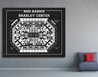 Impresión vintage del plano de asientos del BMO Harris Bradley Center
