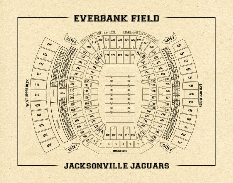 Vintage Everbank Field Seating Chart Print: Jacksonville Jaguars - Etsy