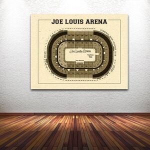 Vintage New Detroit Red Wings Joe Louis Arena on Photo Paper, Matte paper or Canvas Sports Stadium Tickets Art Home Decor Line Drawing
