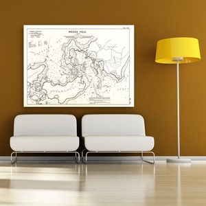 Vintage Antikdruck Landkarte von Woods Hole, Massachusetts auf Ihrer Wahl aus Fotopapier Mattpapier oder Leinwand Giclée