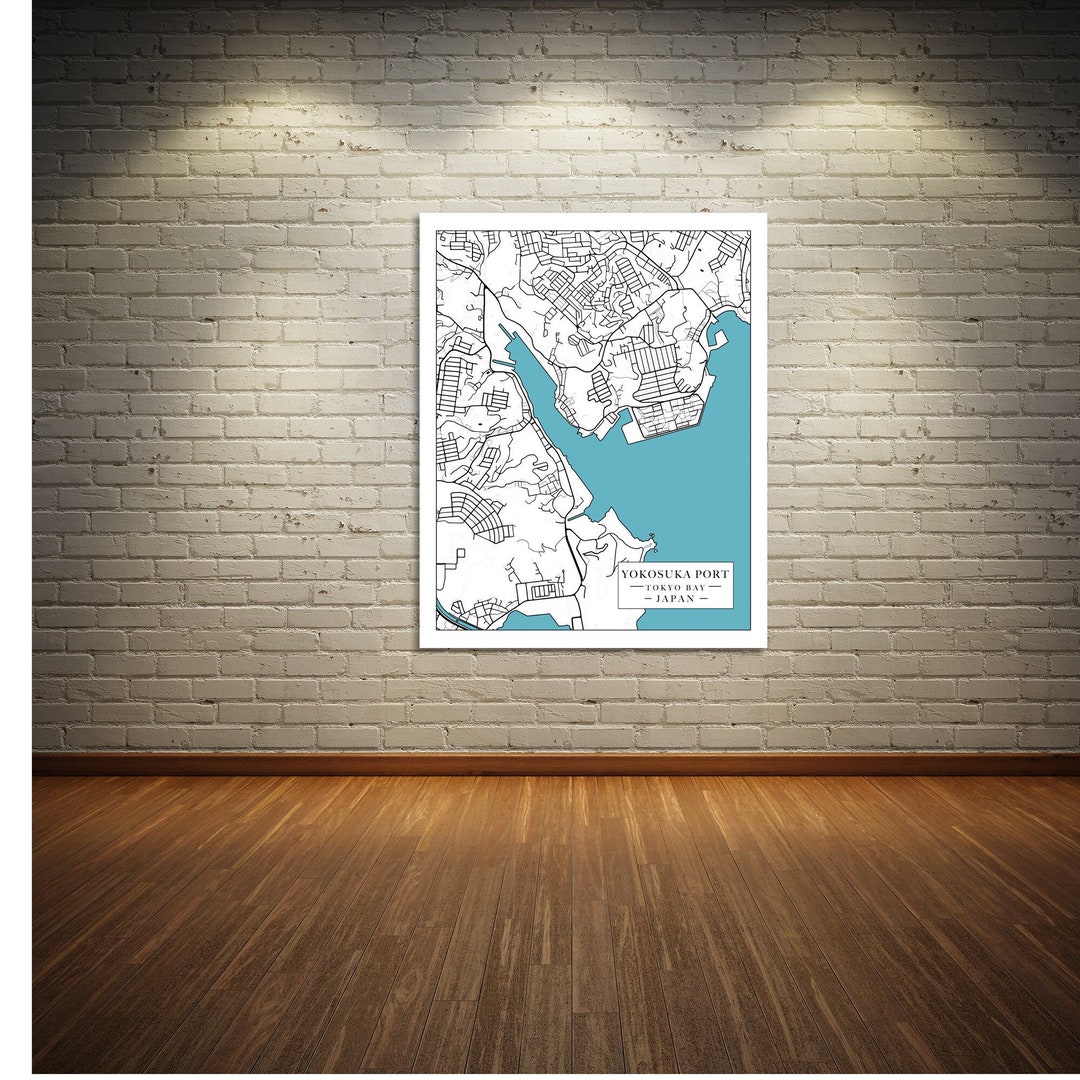 Print of Map of Japan, Yokosuka Port in Tokyo Bay. Printed on Canvas, Matter Paper, or Photo ...