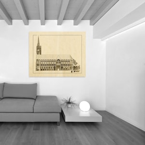 Impressão antiga da gravura da Catedral de Chartres na cor de sua escolha e papel fotográfico, papel fosco ou tela Giclée