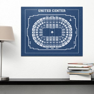 Diagramma vintage del Chicago Blackhawks United Center su carta fotografica, carta opaca o tela, biglietti dello stadio sportivo, arte, decorazione per la casa, disegno lineare