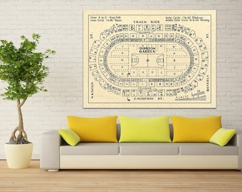 Impresión del plano de asientos del equipo de baloncesto del Boston Garden vintage