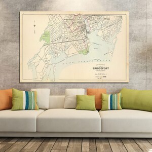 Print of Antique Map of South Part of Bridgeport, Fairfield County on Photo Paper, Matte Paper or Stretched Canvas