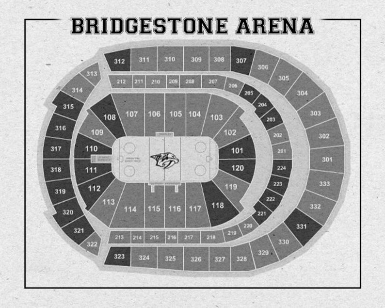 Vintage Nashville Predators Bridgestone Arena on Photo Paper Matte paper or Canvas Sports Stadium Tickets Art Home Decor Line Drawing