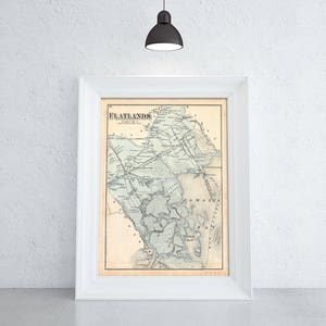 Impresión de un mapa antiguo de las llanuras de Jamaica en papel fotográfico mate o lienzo estirado