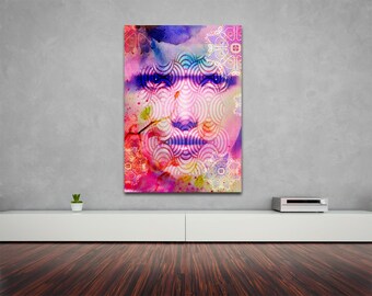 Female Portrait Collage Art Print: Modern Home Decor