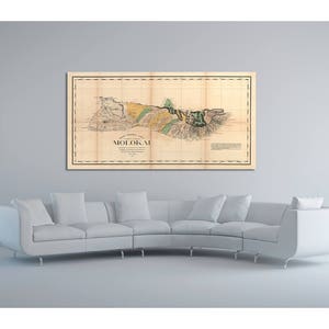Antike Landkarte von Molokai Hawaii auf mattem Fotopapier oder Keilrahmen mit kostenlosem Versand!