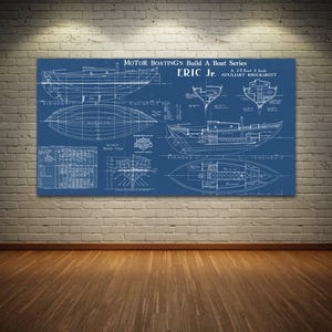 Druck von Vintage ERIC JR Boot Blaupause von Motor Boating bauen ein Boot-Serie auf Ihre Wahl von Mattpapier, Fotopapier oder Leinwand