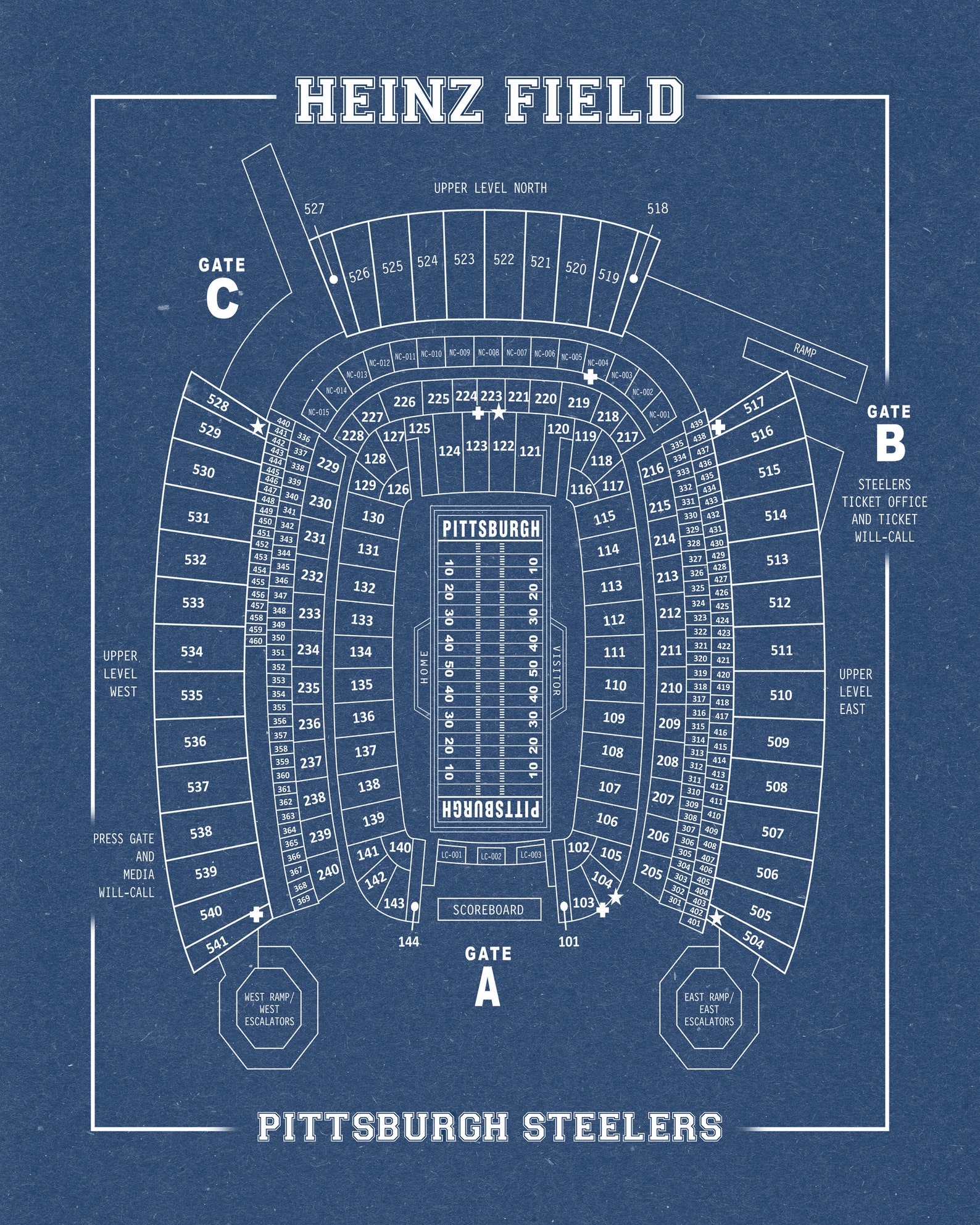 Print of Vintage Heinz Field Seating Chart Seating Chart on | Etsy